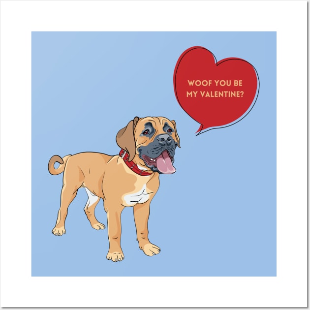 Woof You Be My Valentine? Romantic Boerboel Dog Wall Art by Seasonal Dogs